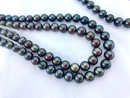 Chains Fashion 925 Sterling Silver Women's Necklace 10-12mm Tahitian Black Round Pearls Long Fine Engagement Jewellery GiftsChains