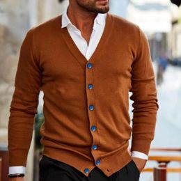 Men's Sweaters Casual Fashion Warm Slim Fit Sweater Coat Vintage V-Neck For Home