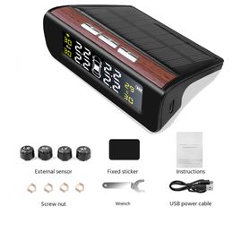 Smart Solar Power TPMS Car Tire Pressure Monitor System Real Time Tire Presure Display Wireless 4 External Sensors Dropshipping