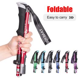 Trekking Poles Outdoor Foldable Trekking Pole Camping Portable Walking Hiking Stick Telescopic Walking Stick Easy Put Into Bag Nonslip Stick J230224