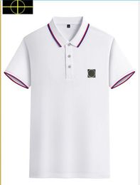 a1 Mens stone Polo Shirts designer island T shirt High Street Embroidery Solid color is land polos Garter Printing Top Cottom Clothing Tees Polos