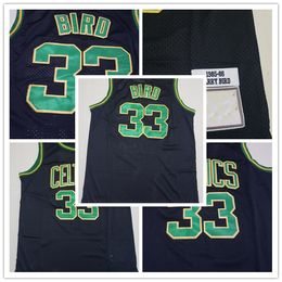 Larry Bird 33 Jersey 1985-86 Black Jerseys Basketball Men Stitched Jersey S-XXL Mix Match Order