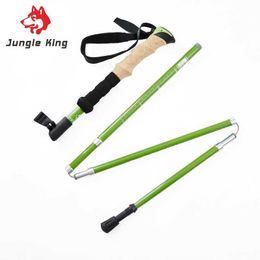 Trekking Poles Jungle King CY1411 Newest Lightweight Outer Lock Foldable Trekking Pole Straight Handle Crosscountry Running Cane Carbon Fiber J230224