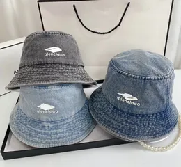 Couple Denim Material Designer Bucket Hats Travel Street Photo Letter Embroidery Wide Brim hats