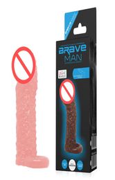 BAILE Reusable Penis Sleeves Extension Sex Products Penis Erection Enhancer Prolong Delay Cock Rings Sex Toys For Men3981618