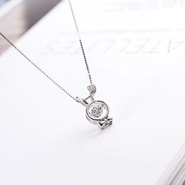 Chains Dancing Heart Zircon 925 Sterling Silver Nacklace Jewellery Clavicle Chain Pendant Charms GiftChains ChainsChains