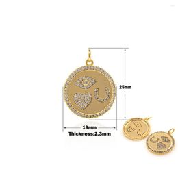 Charms Golden Heart Demon Eye Necklace Disc Love Pendant CZ Pave Cubic Zirconia Jewelry Gift