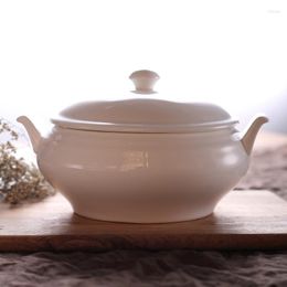 Bowls Chinese Style Personality Creative Large Pure White Bone China Cerami Household Simple High Quality Soup Pot Ceramic Product