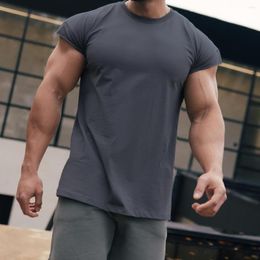 Men's T Shirts Men Shirt Cap Sleeve Cut Off Tshirt Solid Slim Fit For Workout Fitness Basketball Sports