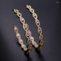 Hoop Earrings Fashion Gold Colour Round For Women Multicolour Cubic Zircon Stone Bohemian Female Bride Party Wholesale