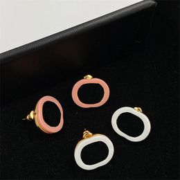 Gold Earring INS Personality Oval Base Charm for Women Dual Layer Design Ladies Ear Stud