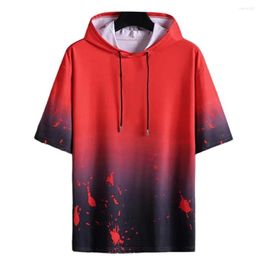 Men's Casual Shirts Fashionable Summer Top All Match Leisure Loose Pattern Comfortable Splash Ink Print Hoodie