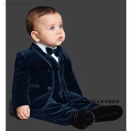 Clothing Sets Setelan Anak Laki-laki Beludru 3 Potong Celana Blazer Formal Rompi Jaket Anak-anak Tuksedo Pernikahan Setelan Khusus Anak W0224