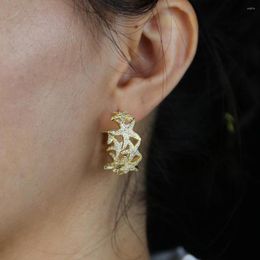 Hoop Earrings 2 Colors Fashion Star Shape Dainty Jewelry For Women Wedding Gift 2023 Summer Beach