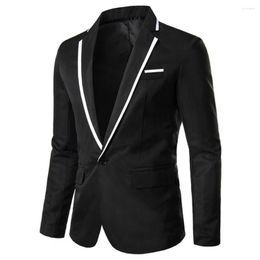 Men's Suits Classic Men Blazer Turndown Collar Single Button Temperament Contrast Color One