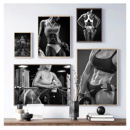 Canvas Painting Nordic Posters And Prints Wall Pictures For Living Room Scandinavian Home Decor Sexy Woman Gym Fitness Wall Art Woo