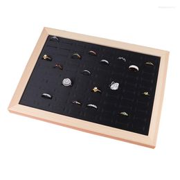 Jewellery Pouches Bamboo Wood Display Jewellery Tray Ring Holder Necklaces Organiser Bracelets Showcase Pendants Box 80 Plate