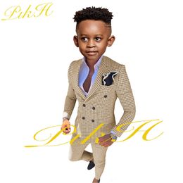 Clothing Sets Cheque Boy Suit 2 Piece Casual Jacket Pants Wedding Kids Tuxedo Party Dress Child Formal Blazer 10 Years Old