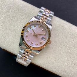 Pink shell pattern women's watch 316L fine steel band with diamond sapphire 31mm watch waterproof design automatic mechanical watch women's gift