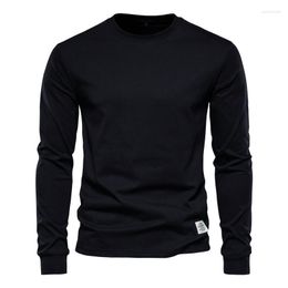 Men's T Shirts 2023 Spring Men's Long Sleeve T-shirts Cotton Casual Workwear Tee Tops Solid Color Pullovers Male