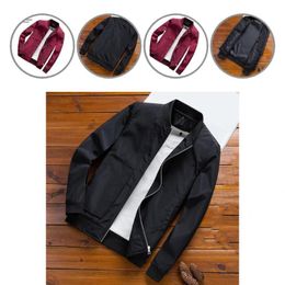 Men's Jackets Fashionable Baseball Jacket Portable Polyester Long Sleeve Solid Men Coat Outerwear