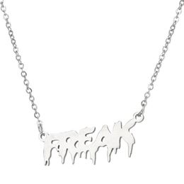 10PCS Freak Letter Necklaces Stainless Steel Gothic Punk Hip Hop Art English Word Initial Pendant Chain Chokers Collar Jewelry