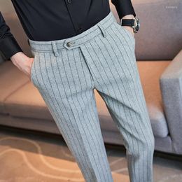 Men's Suits Light Luxury High-quality Wool Thickened Men's Suit Pants Classic Striped Business Jumpsuit Casual Slim Office Social
