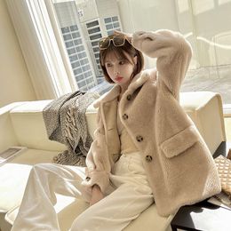 Women's Jackets Winter Coat Korean Style Women Fashion Long Wool Slim High Collar Fur Clothing Warm Casual Padded Clothes 230223