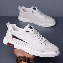 Spring Men Flat/5cm Elevator Shoes Leisure Men Loafers White Soft Leather Moccasins Height Increase Taller Shoes Man Sneakers