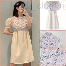 Women's Suits & Blazers designer Miao Family Small White Temperament Dress French Pearl Sequins Bubble Sleeve Mid length for Female Xia K5124 QTQL