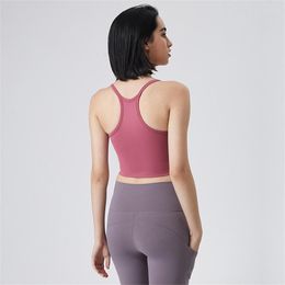 Yoga Outfit Top Ladies Bra Vest I-beautiful Back Nude Moisture Wicking Gym Sports With Chest Pad High Support Fitness Underwear