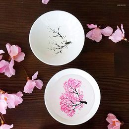 Cups Saucers Japanese Sakura Sake Cup Cold Temperature Color Magic Cherry Peach Plum Blossoms Flower Display Ceramic Teacup