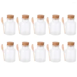 Storage Bottles Salt Bath Bottle Jar Container Jars Cork Salts Empty Wooden Bottled Holder Vial Sauce Transparent Clear Stopper