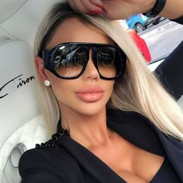 Sunglasses Celebrity Brand Luxury Sunglasses Women Oversized Glasses For Female Male Black Mask Wide Frame Sun Glasses Retro Shades UV400 G230223