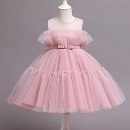 Girl Dresses 1-4T Children Girls Elegant Evening Dress Little Puffy Princess Wedding Vest Children's Performance