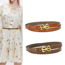 Belts Luxury Brand Women's Belt Real Time Casual Trend Versatile Thin Waist Dress Accessories Gothic Retro Thin Waistband 2023 New Z0223