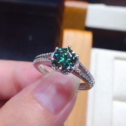 Girls 1 carat diamond wedding ring geometric shape blue green double line zircon diamond white gold plated ring Student party jewelry birthday gift adjustable