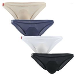 Underpants 4PCS/Lot Ultra-thin Mens Briefs Sexy Underwear Bulge Pouch Ice Silk Breathable Seamless Male Homme Panties Low Rise