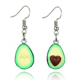 Dangle Earrings & Chandelier Fashionable And Simple Handmade Three-Dimensional Cute Fruit Green Material Soft Clay Heart-Shaped Avocado