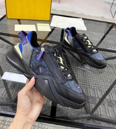 Top Quality Men Flow Sneakers Shoes Side-Zip Trainer Nylon & Suede Elasticated Comfort Skateboard Walking Rubber Sole Fabrics Outdoor Sports EU38-46 Original Box