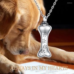 Chains Pet Cremation Ashed Urn Necklace In Stainless Steel Loss Dog Bone Pendant NecklaceChains