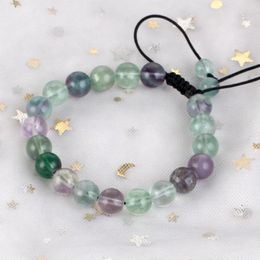 Strand 6/8mm Natural Green Fluorite Bracelet Adjustable Braided Rope Bangles For Men Women Jewelry Gift Healing Energy