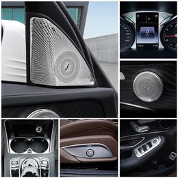 ملصق سيارة داخلي للبواب صوت السرعات الفرس غطاء الذراعين لوحة أذرع الباب لسيارة مرسيدس Benz C Class W205 GLC X205 الملحقات 284J