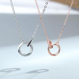 Pendant Necklaces Interlocking Couple Necklace Long-distance Love Memorial Gift Trend Men's And Women's Clavicle Chain Mobius Ring