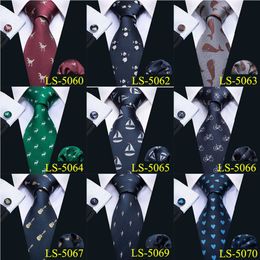 Neck Ties 85cm Mens Tie Fashion Cartoon Necktie 9 Designs 100 Silk Ties For Men BarryWang Business Style Dropshipping Tie Set LS09