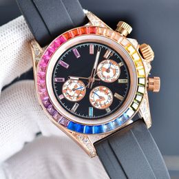 Mechanical Mens Watch Rainbow 40mm Bezel Rubber Strap Gentlemans Sports Watches Business Gift Montre De Luxe