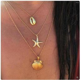 Chains Necklace For Women Fashion Soft Pottery Starfish Shell Pendant Retro Multilayer Necklaces Jewelry Bridesmaid Gifts