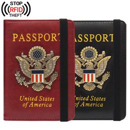 RFID Travel Cute USA Passport Capa Mulheres Red USA Passport Holder American 2 Colors Capas para passaportes Girls Case Passport Wallet272m