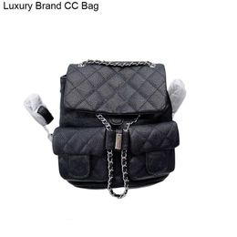 CC Backpack Style stylish waterproof backpack mini backpack purse channel caviar leather drawstring tote bag silver chain solid bags card holder the modern snap