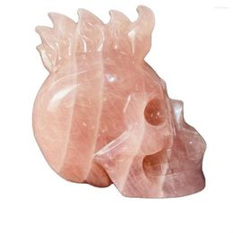 Decorative Figurines 4-5 Inches Beautiful Colour Polished Hand Carved Natural Crystal Skulls Rose Quartz